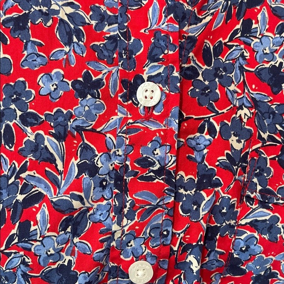 J.Crew Cotton Red and Blue Floral Preppy Button Down Shirt Size M - Picture 3 of 8